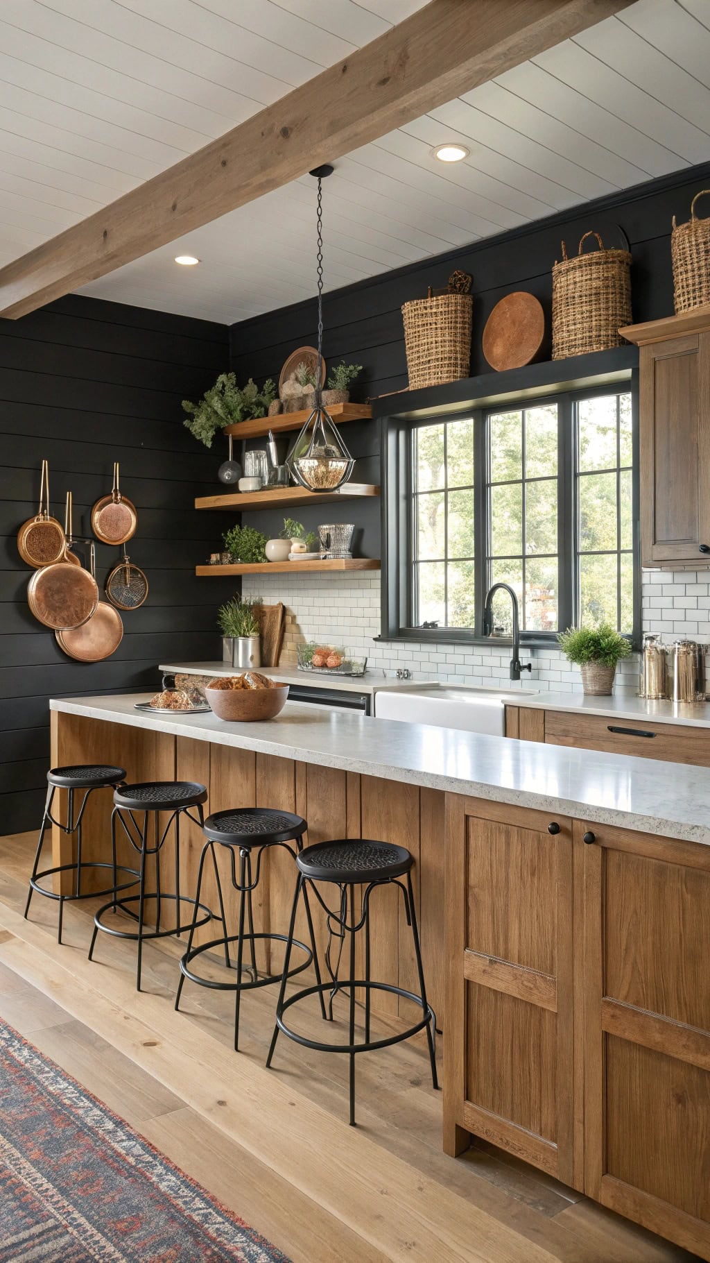 black shiplap accent walls