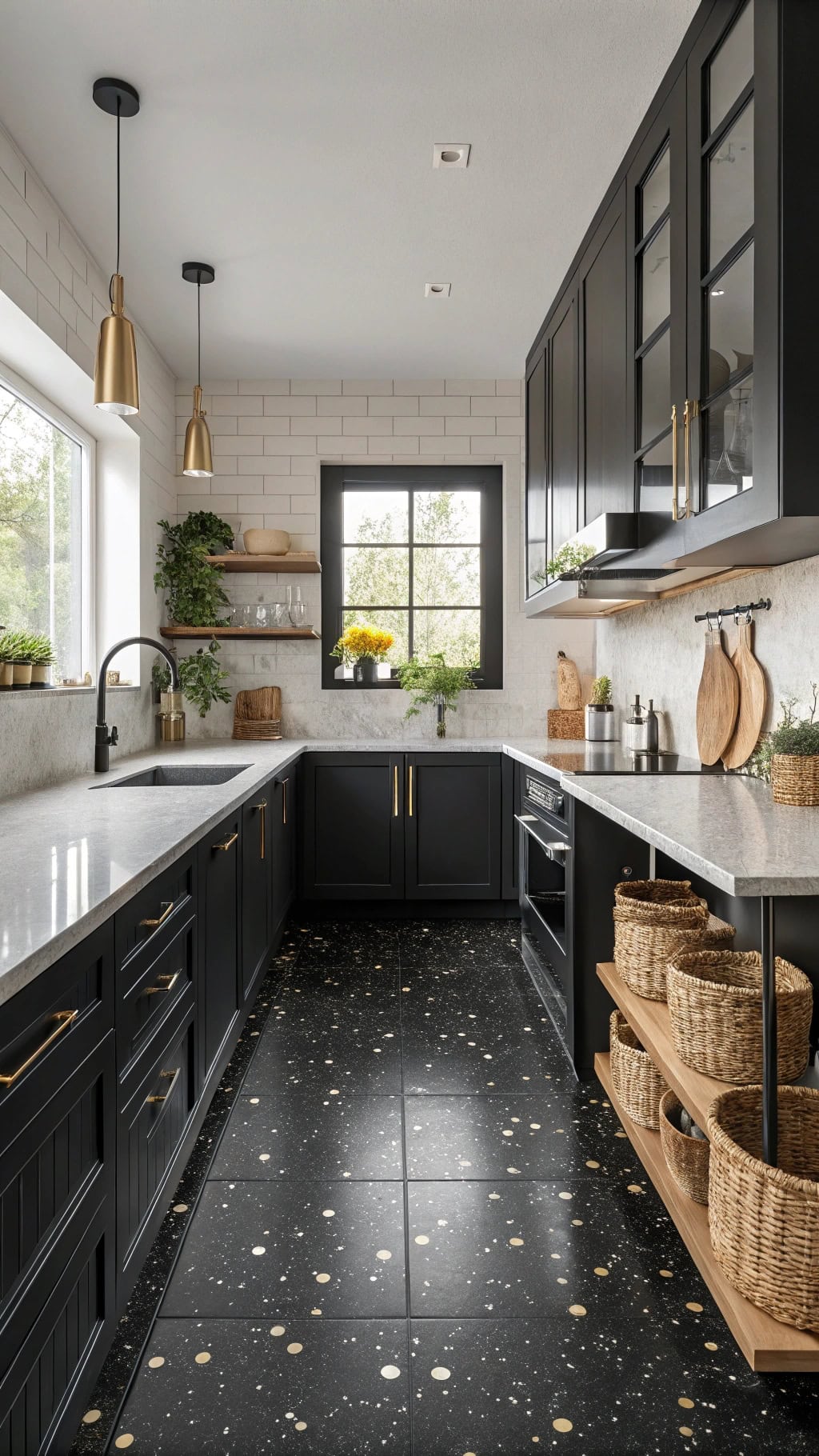 black terrazzo floor elegance