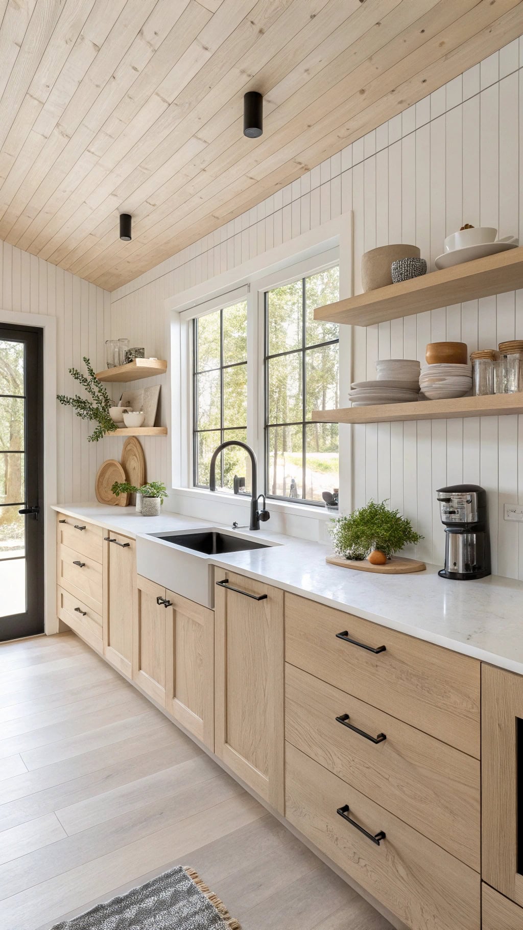 blonde pine minimalist kitchen design