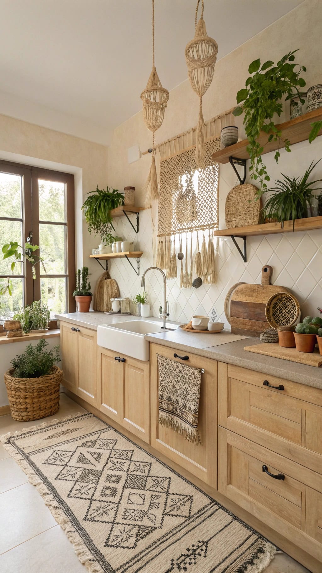 bohemian beige kitchen decor