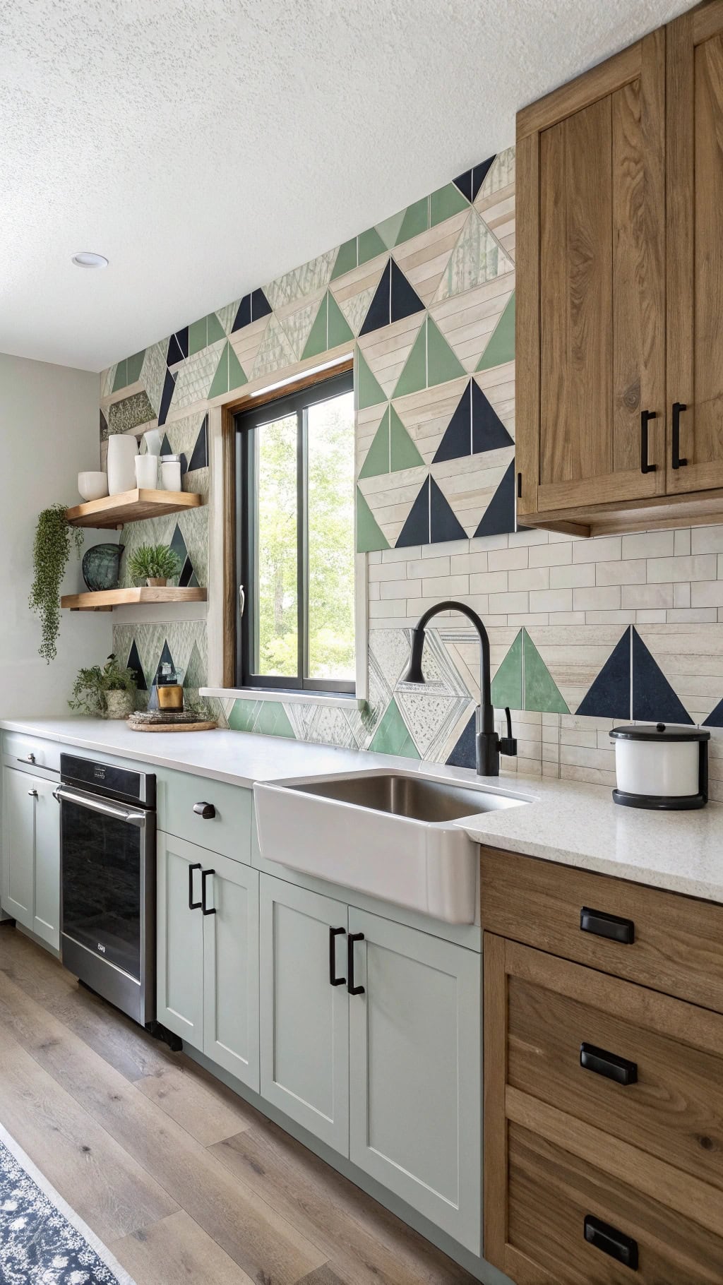 bold geometric backsplash design