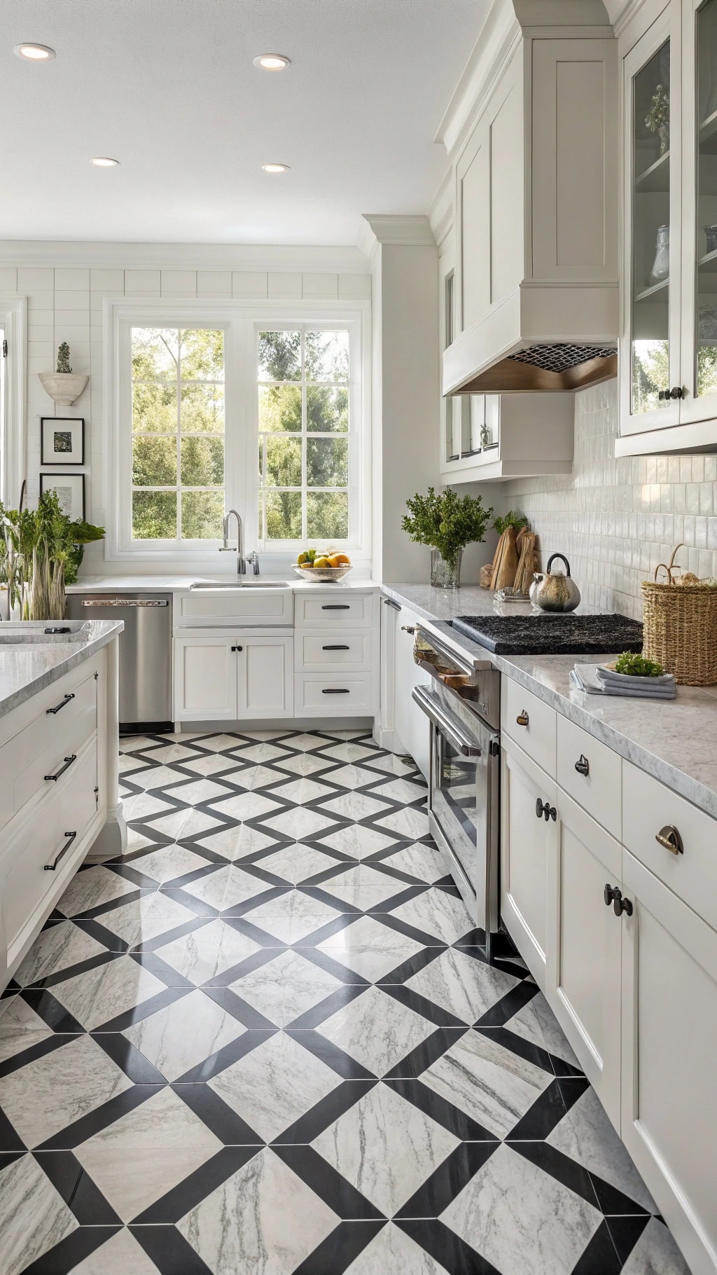 bold geometric diamond flooring