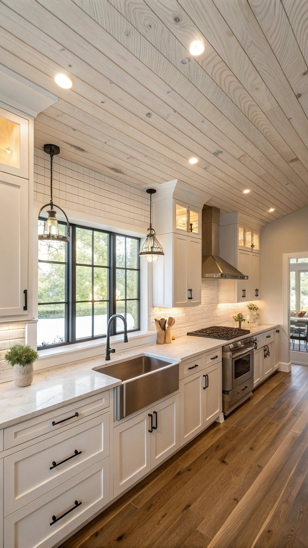 bright airy hickory ceiling