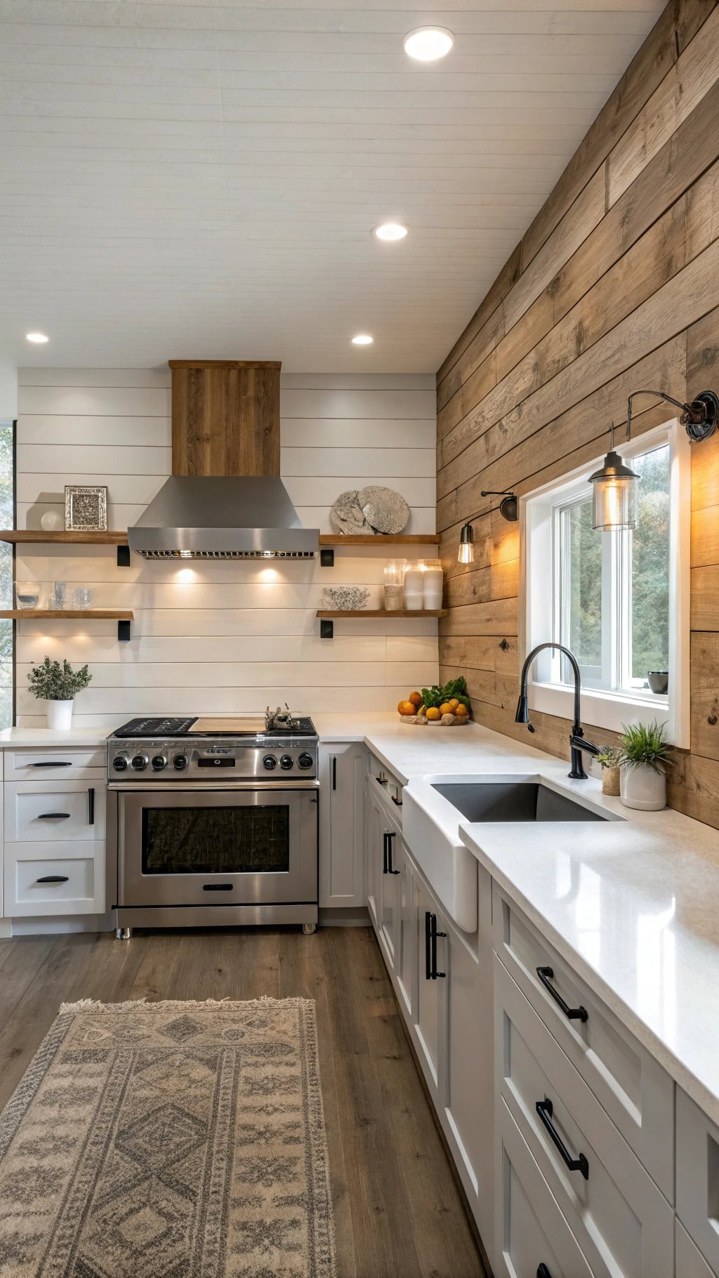 cedar shiplap backsplash warmth