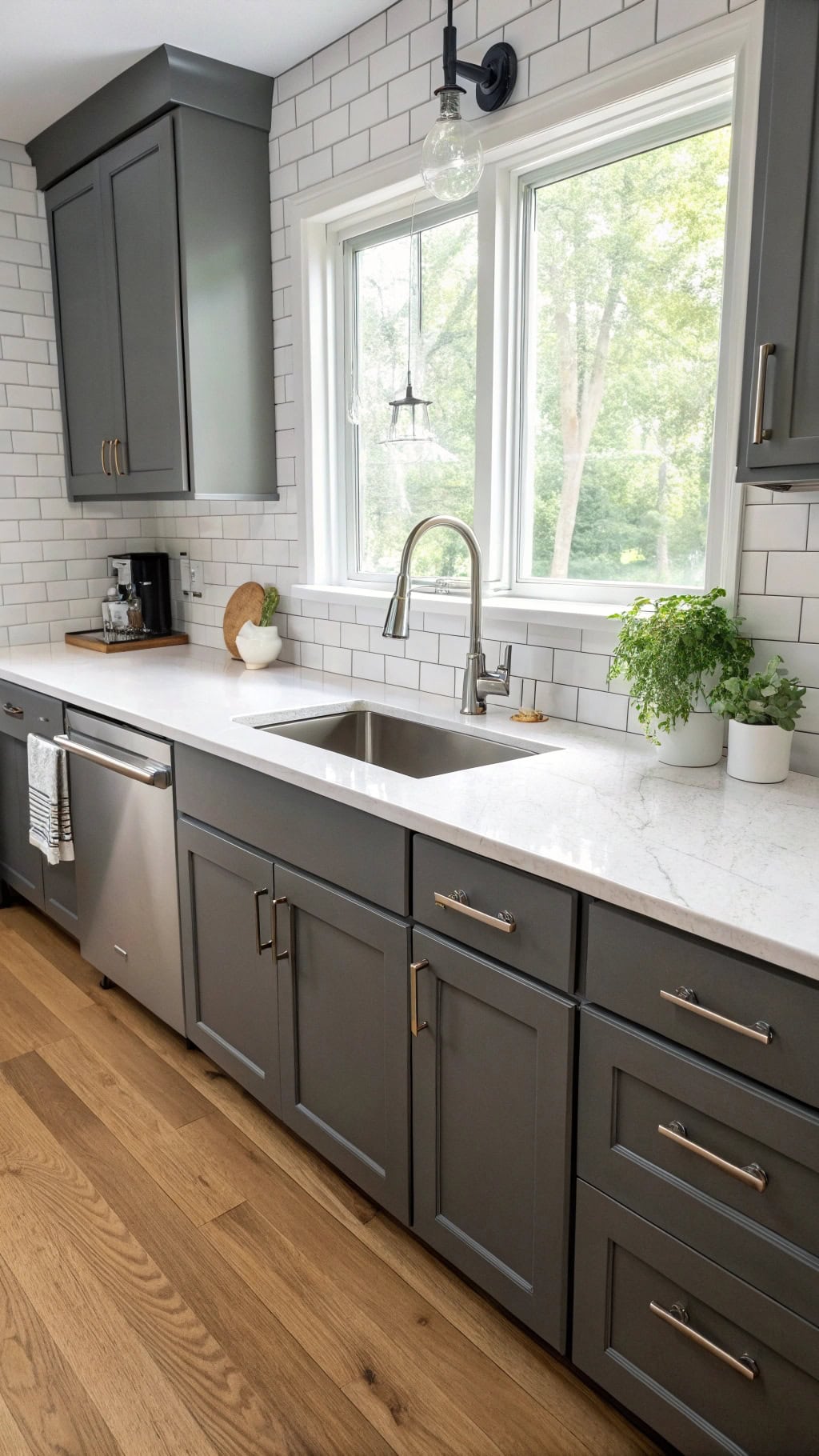 charcoal cabinets white quartz
