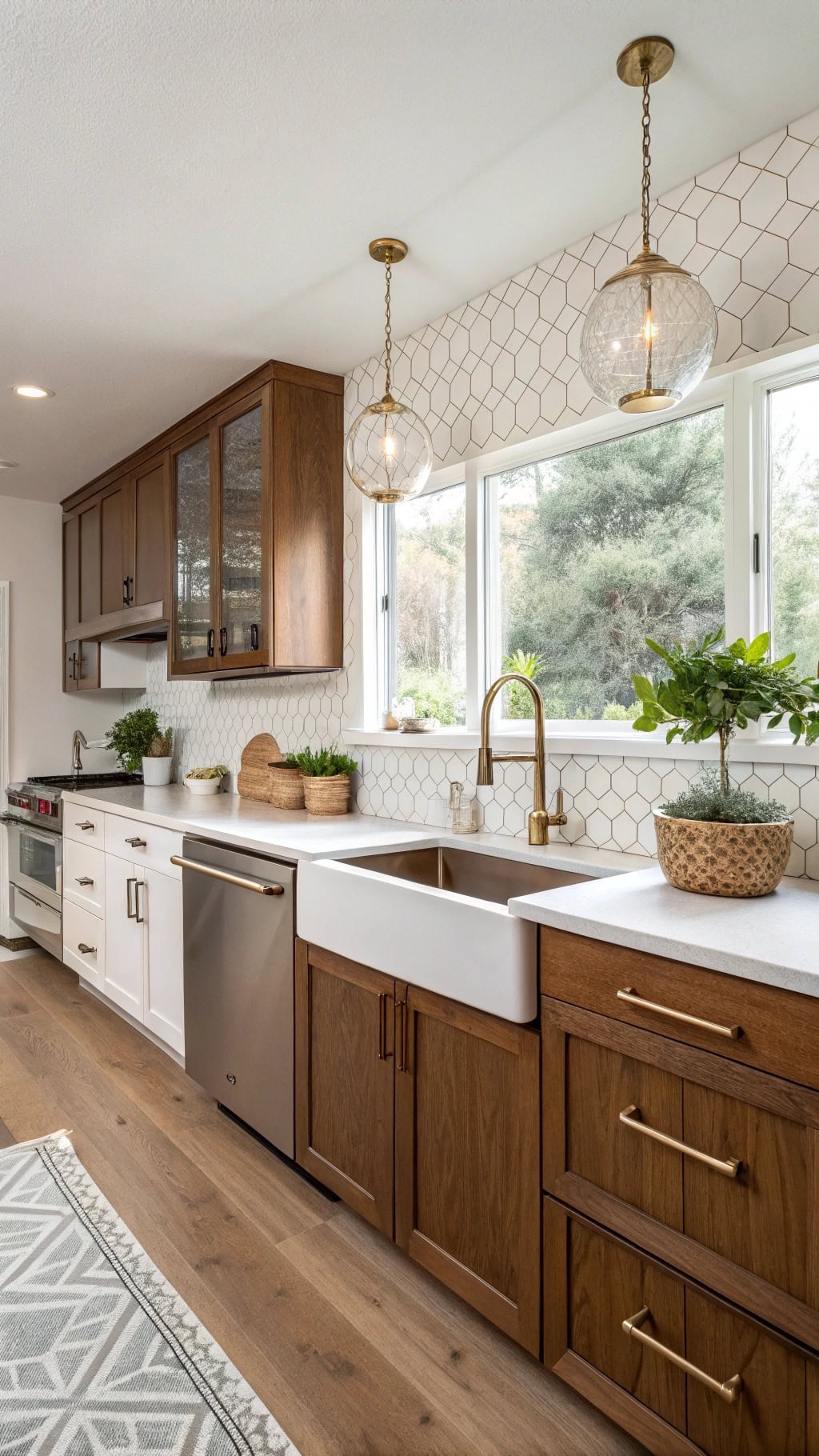 charcoal cabinets with walnut