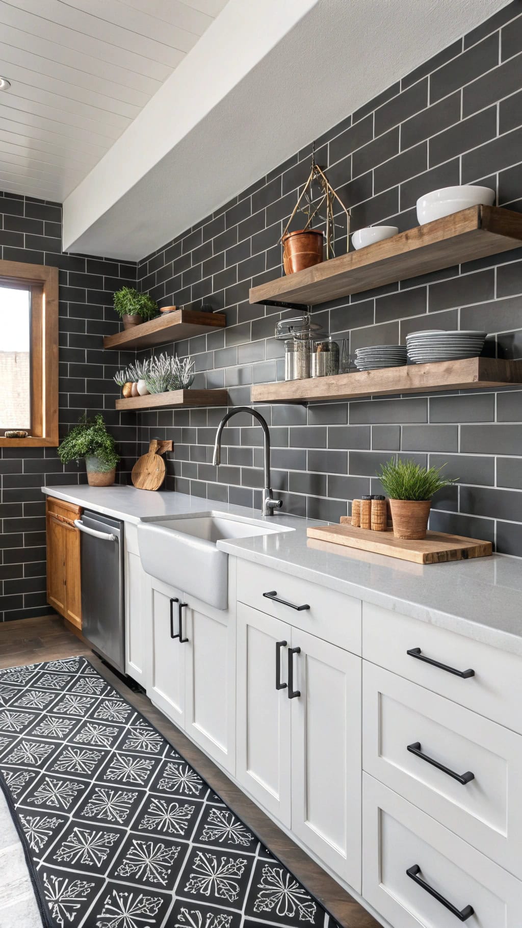 charcoal grey subway tiles