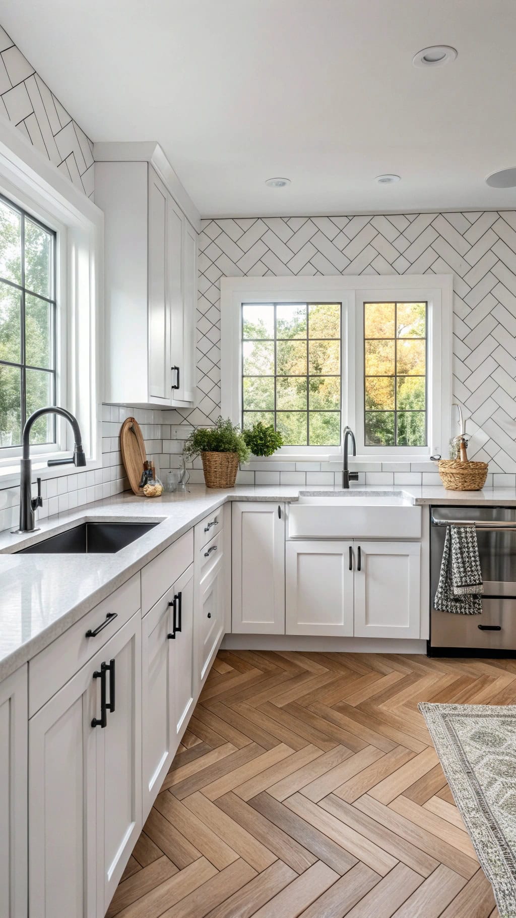 charcoal grout enhances subway tiles
