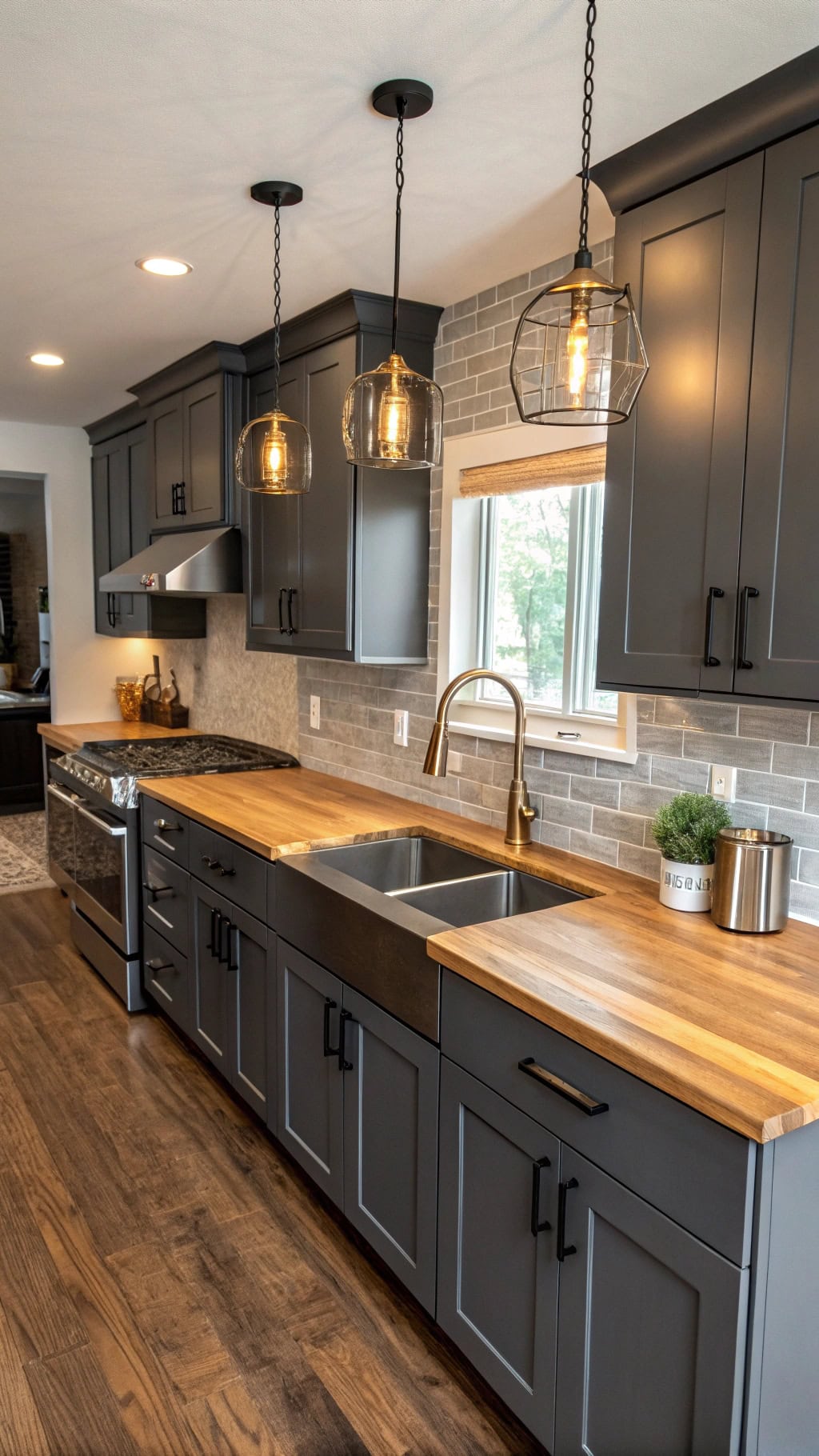 charcoal maple kitchen elegance