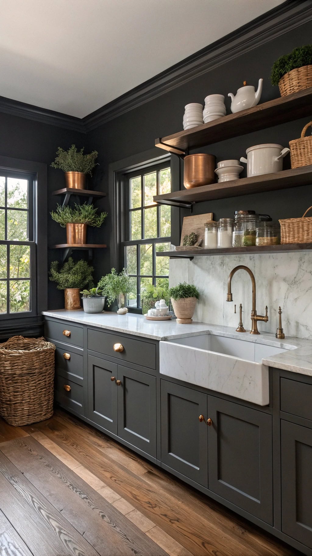 charcoal shelves enhance display