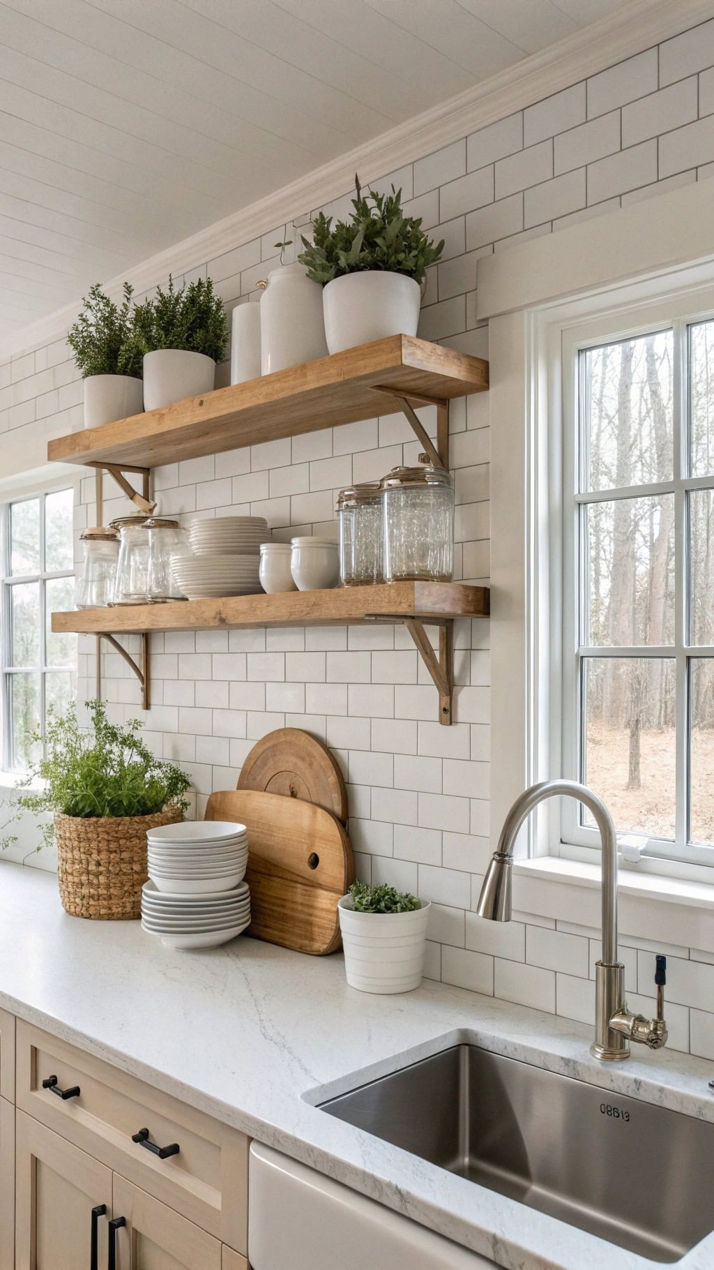 charming functional open shelving