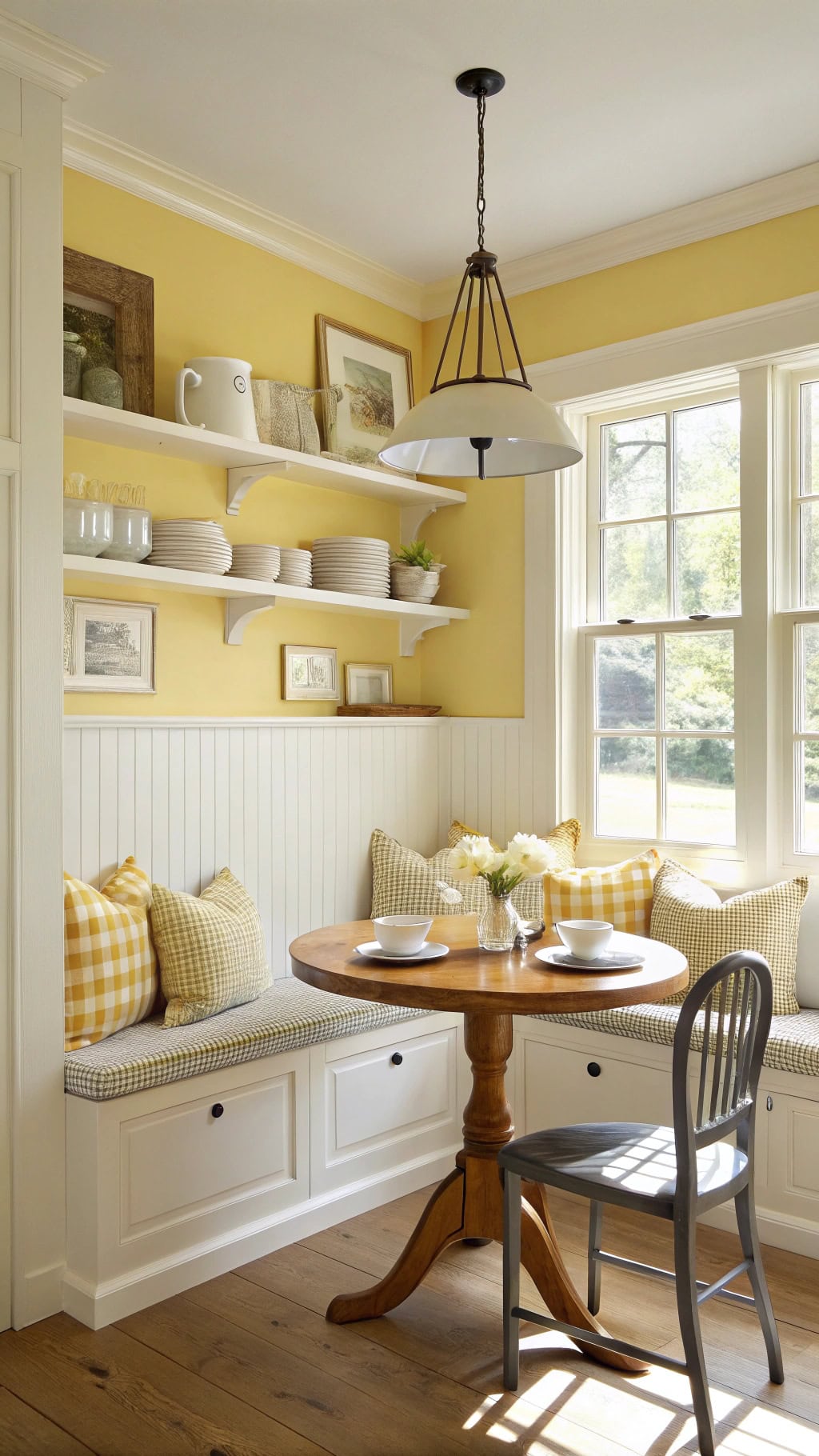 cheerful farmhouse breakfast nook