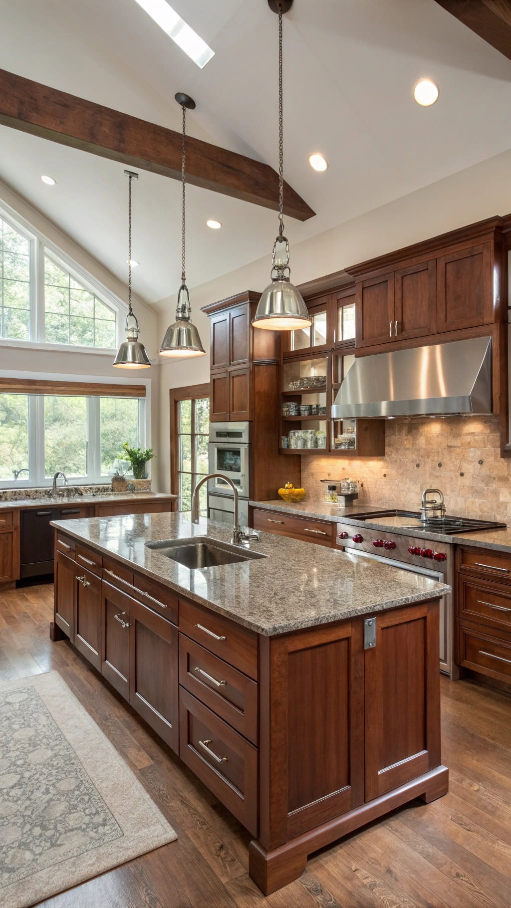 cherry cabinets stainless steel elegance