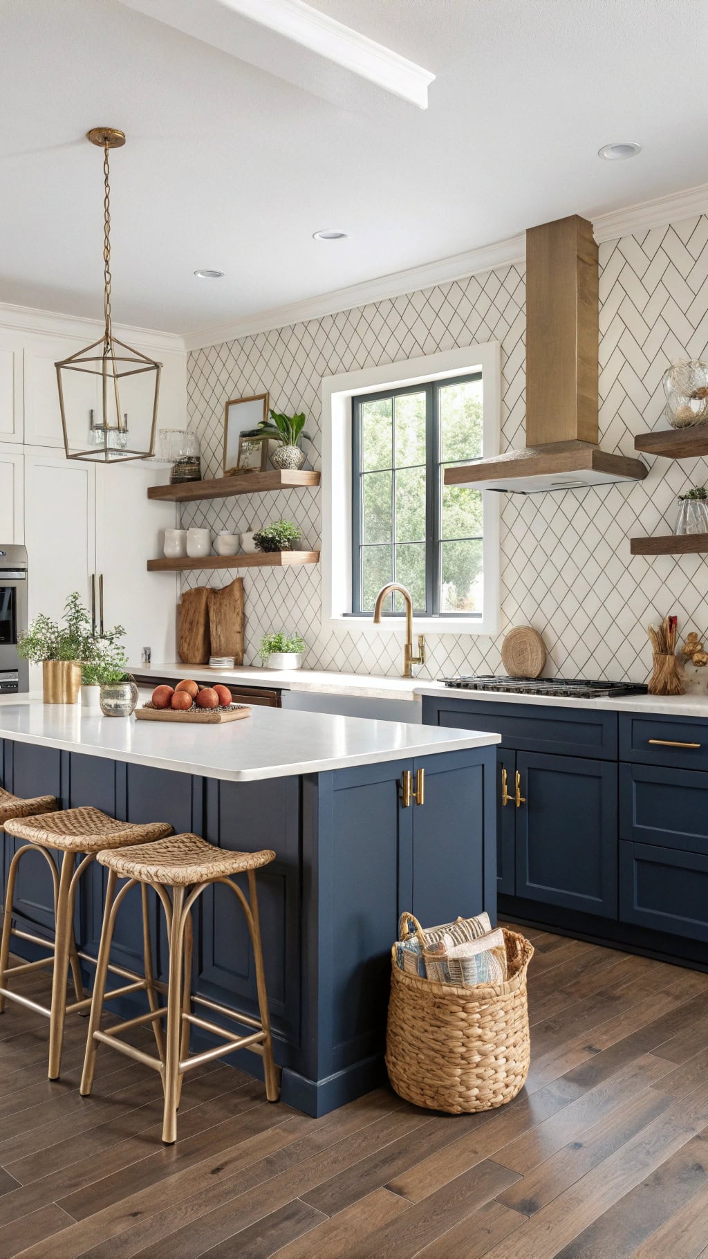 chic beige basketweave backsplash
