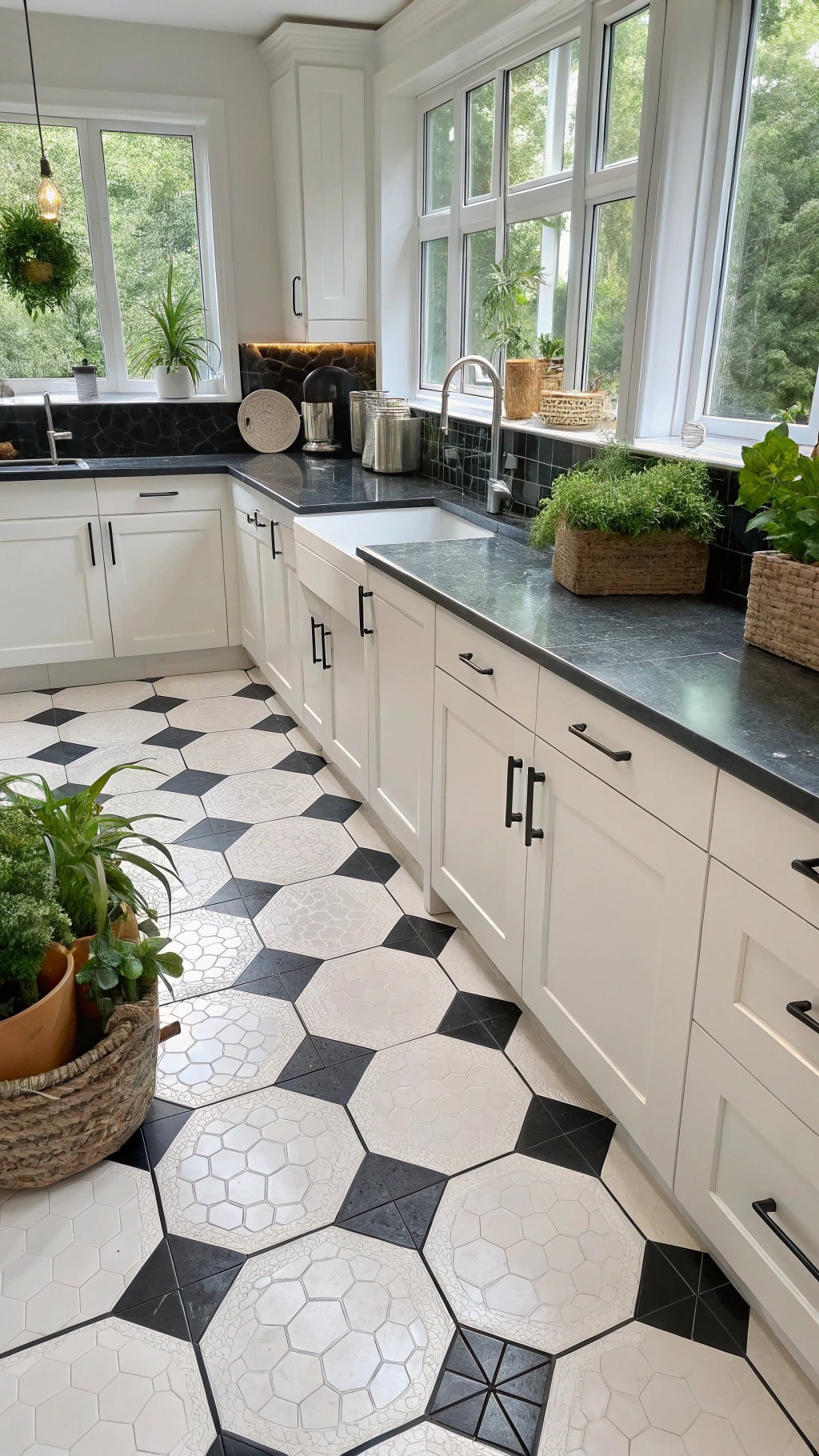 chic black and white flooring