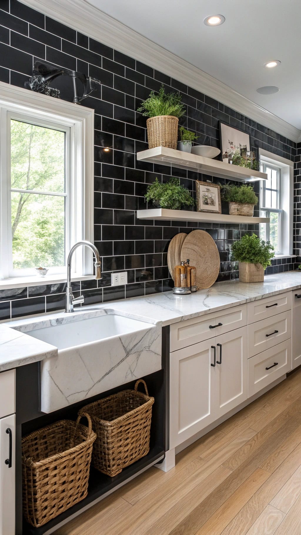chic black tile backsplashes