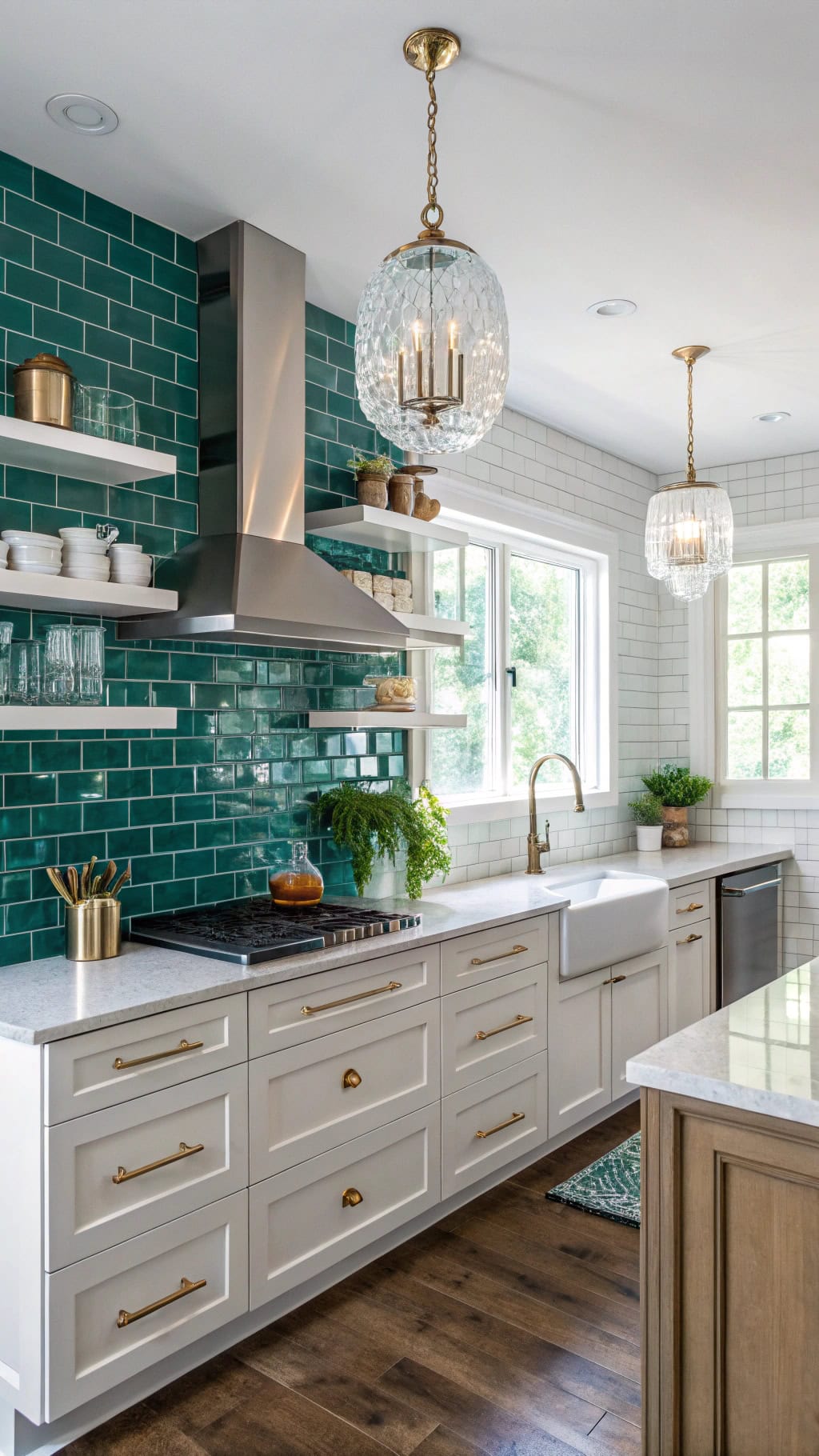 chic teal mirror tiles