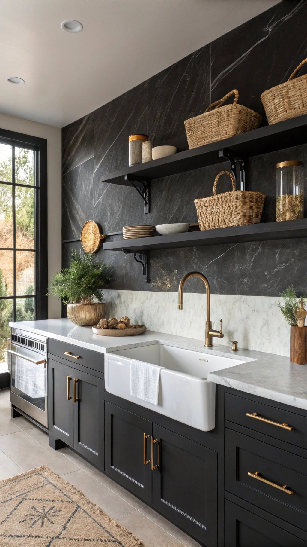 chic textured black walls