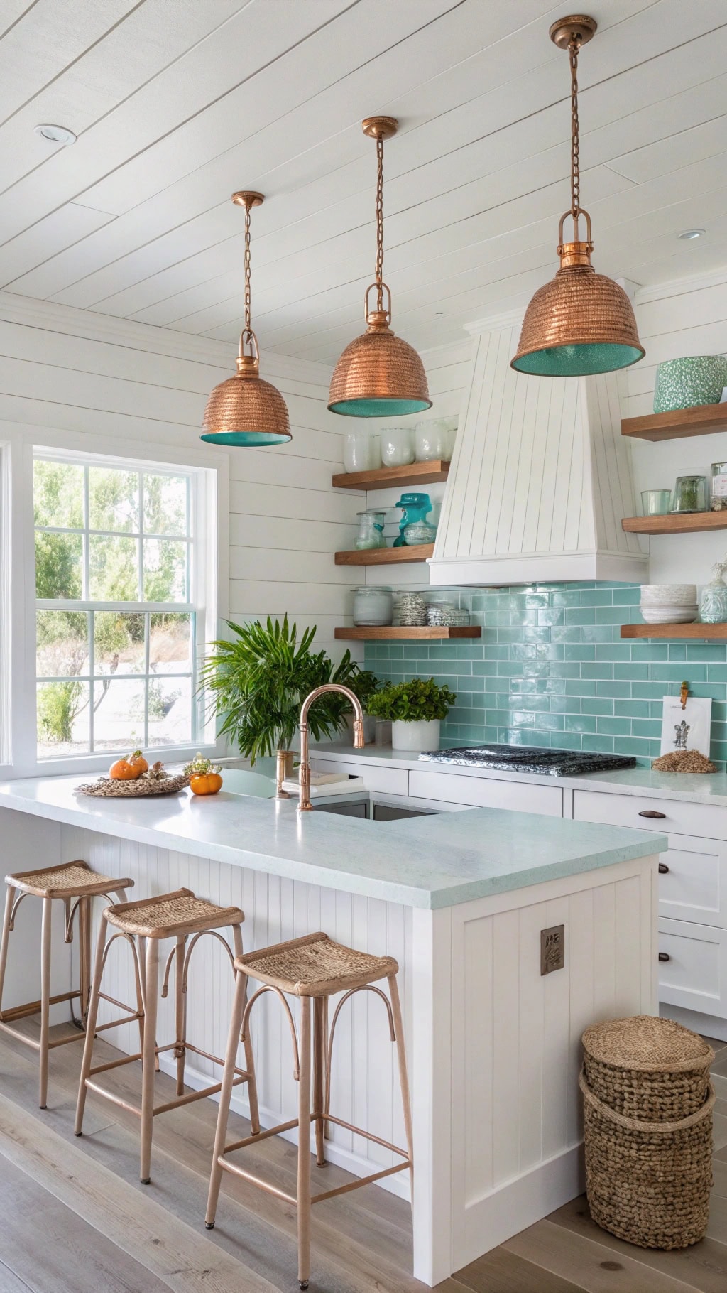 coastal blue copper lighting