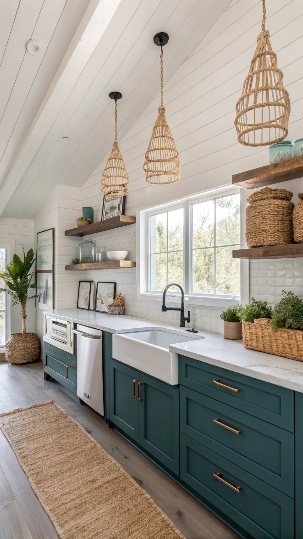 coastal shiplap kitchen accents