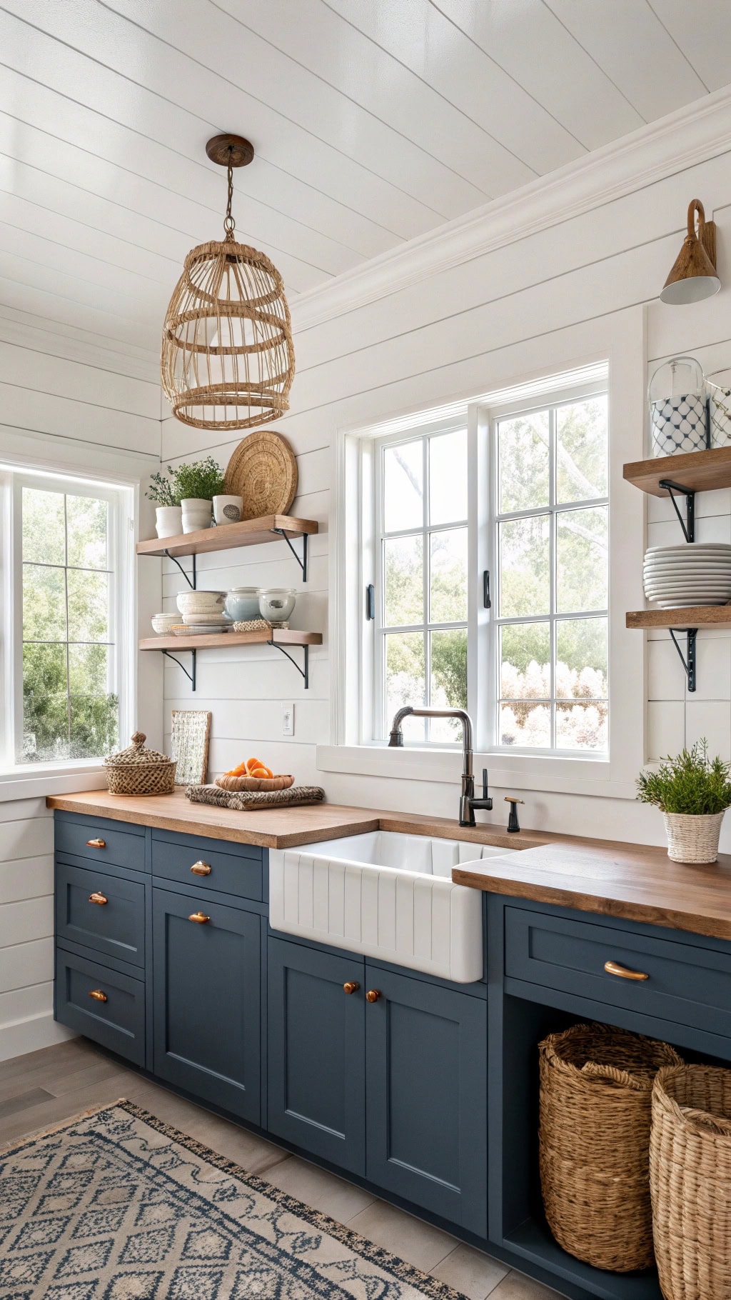 coastal white shiplap kitchen