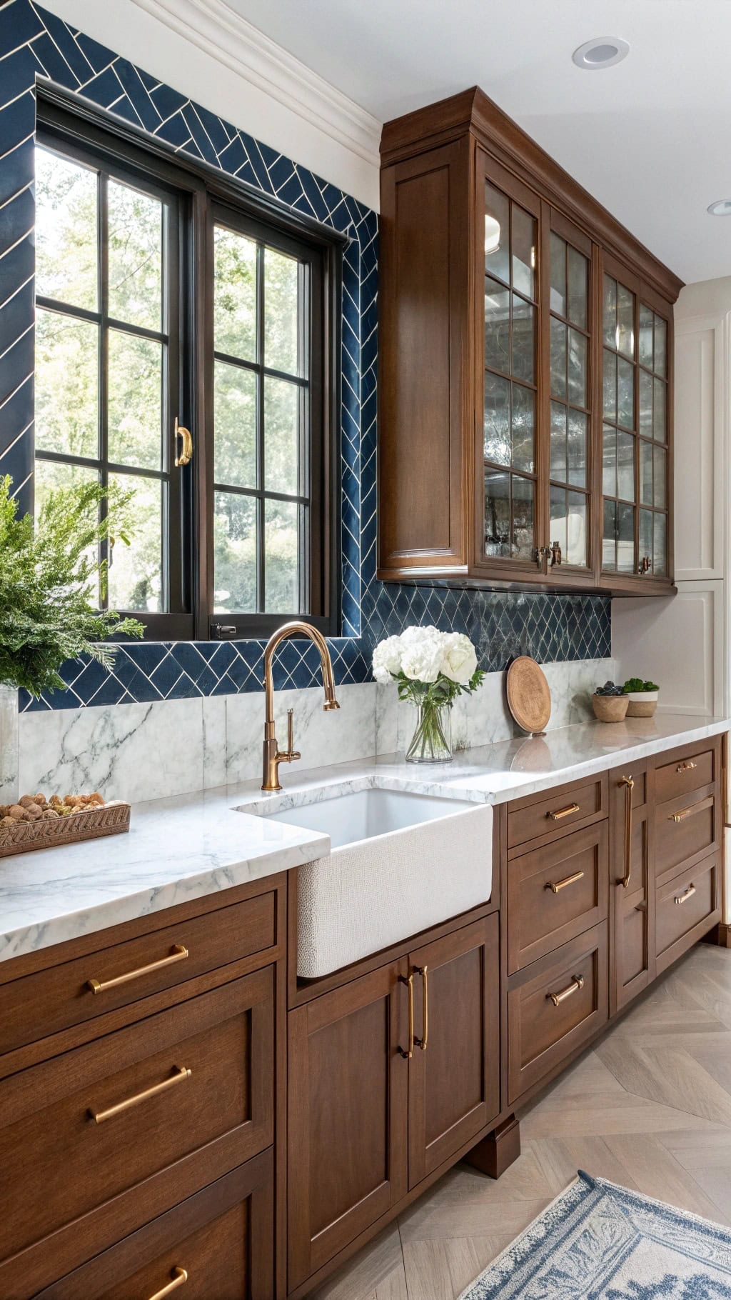 cognac leather cabinet doors