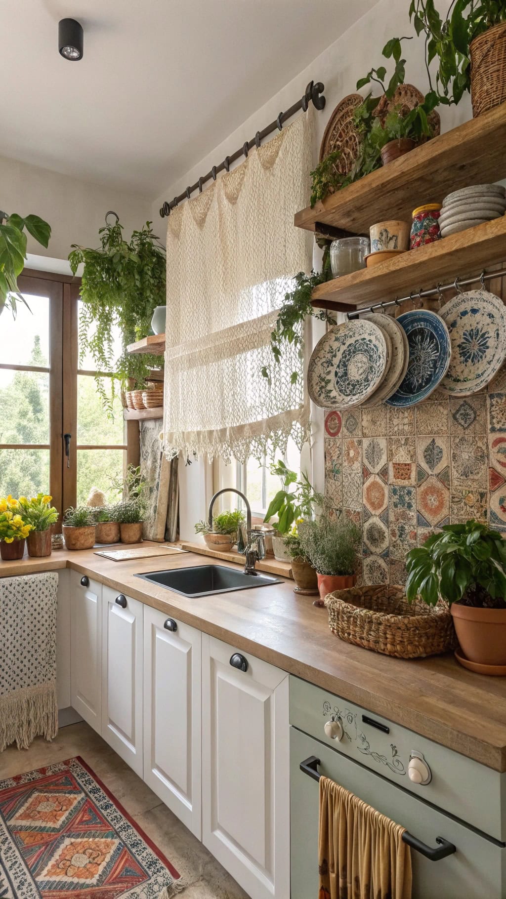 colorful bohemian kitchen design