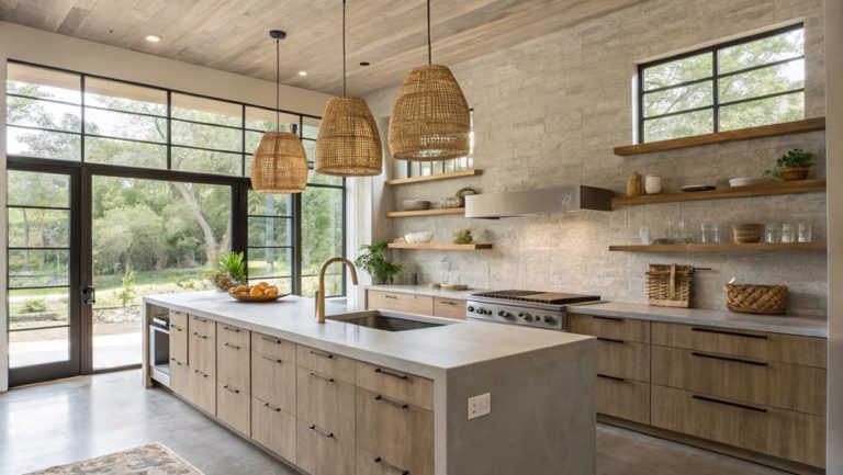 concrete and wood kitchens