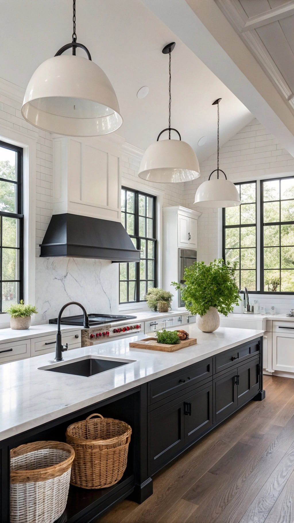 contrasting kitchen lighting design