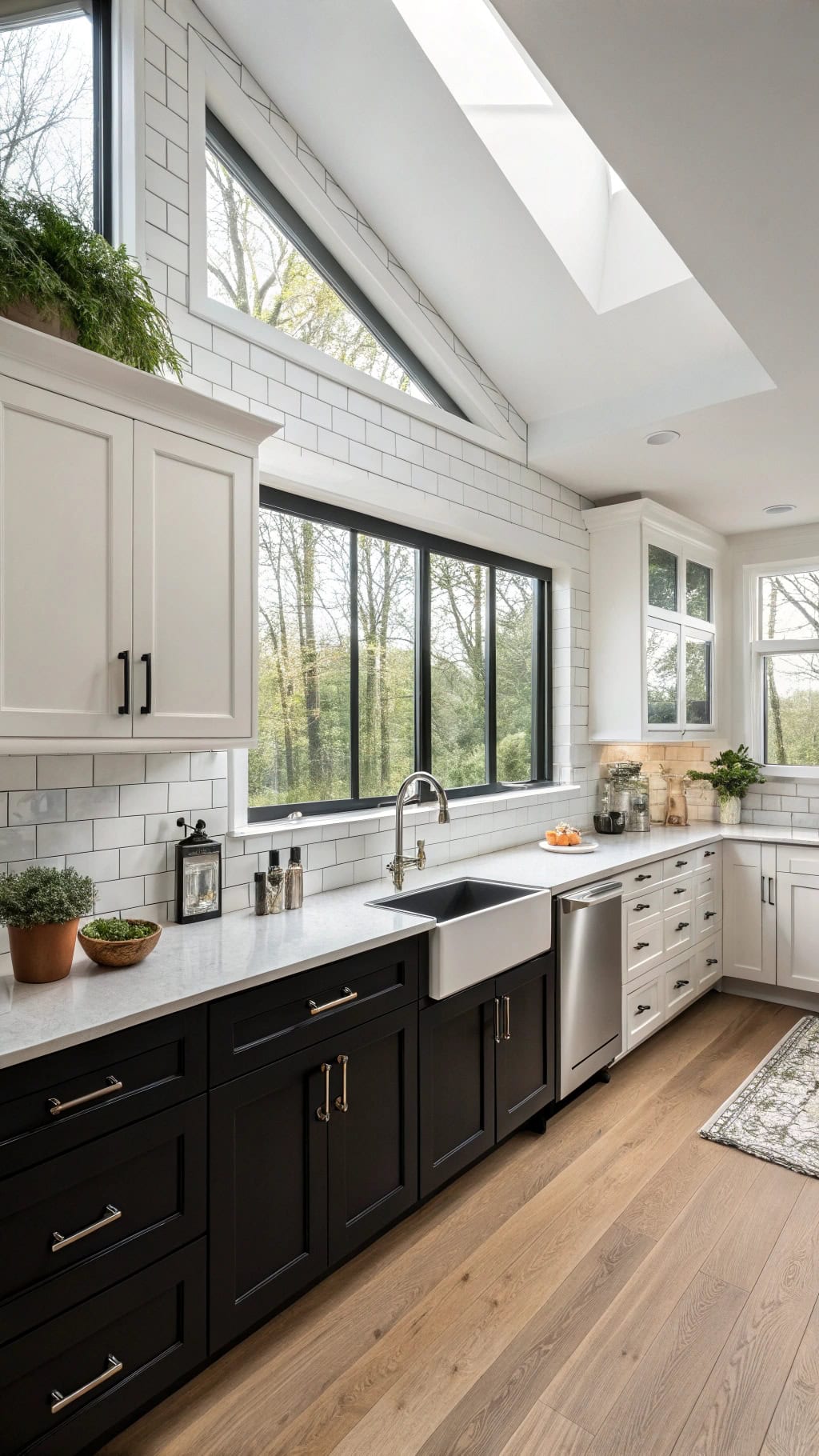 contrasting two tone kitchen cabinets