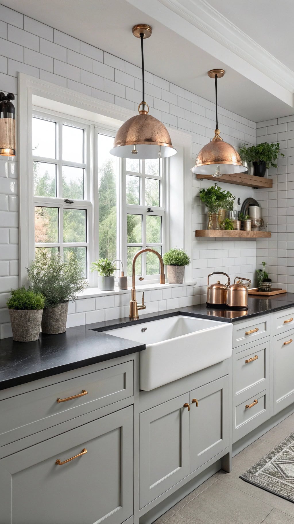 copper accents enhance minimalism