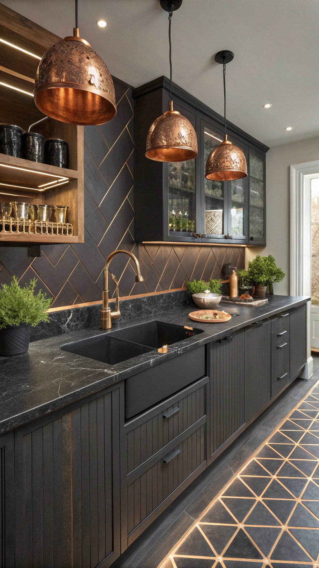 copper and obsidian elegance