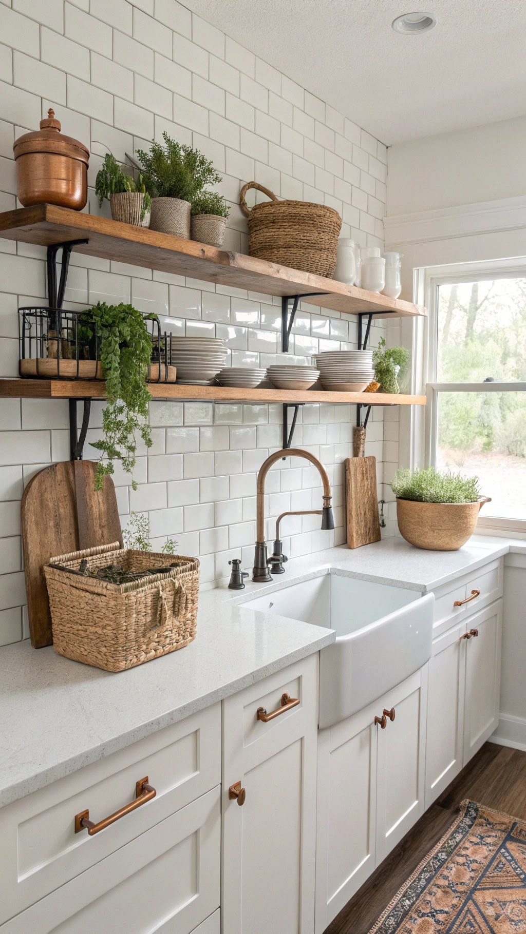copper brackets elevate shelves
