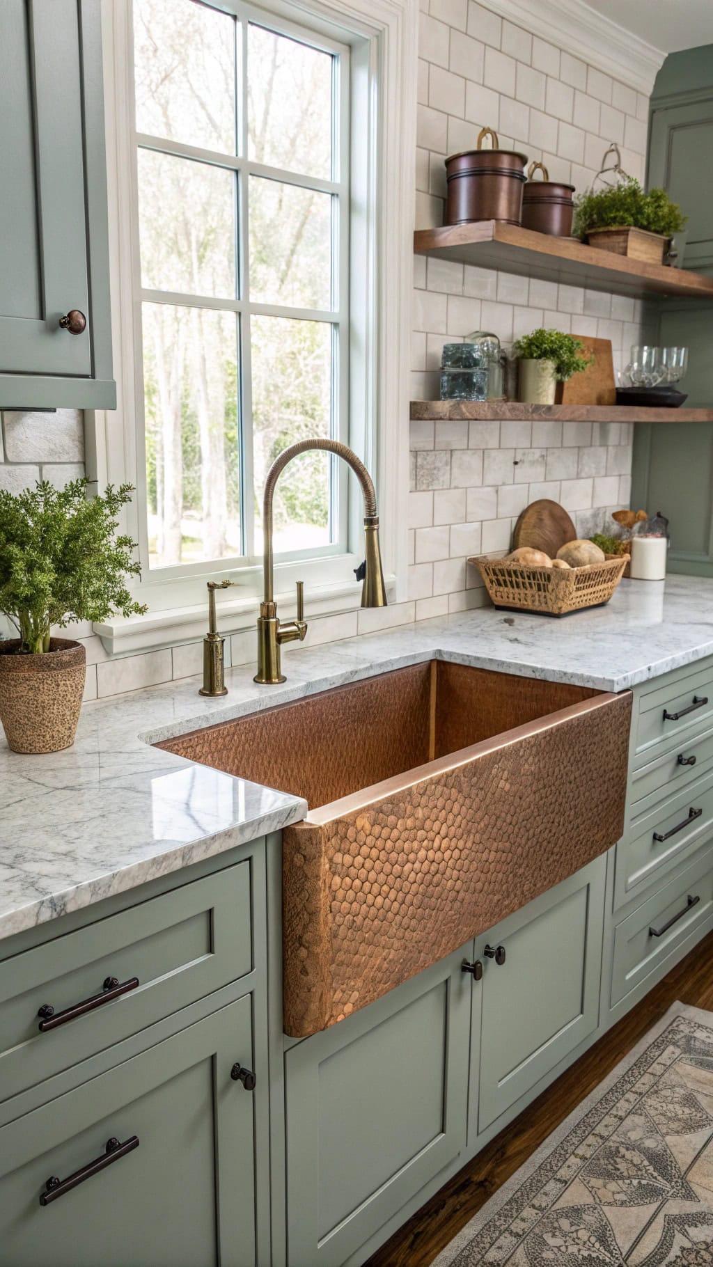 copper sink kitchen centerpiece