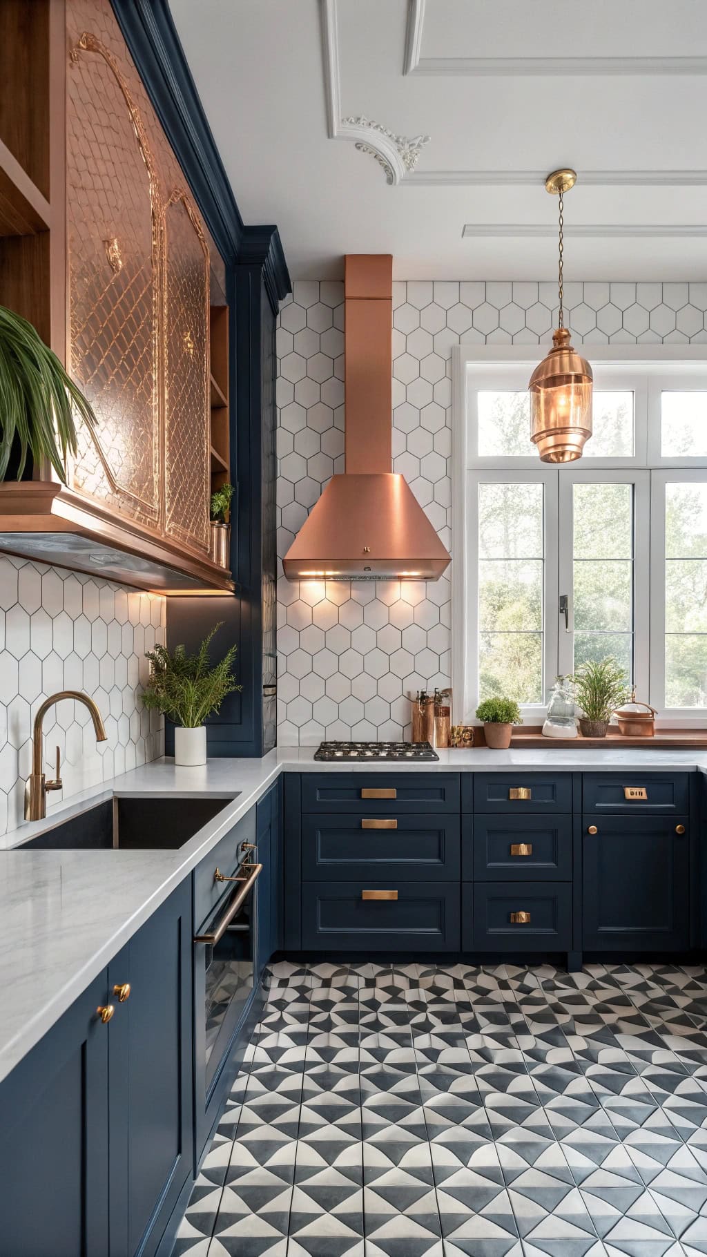 copper trimmed geometric sophistication