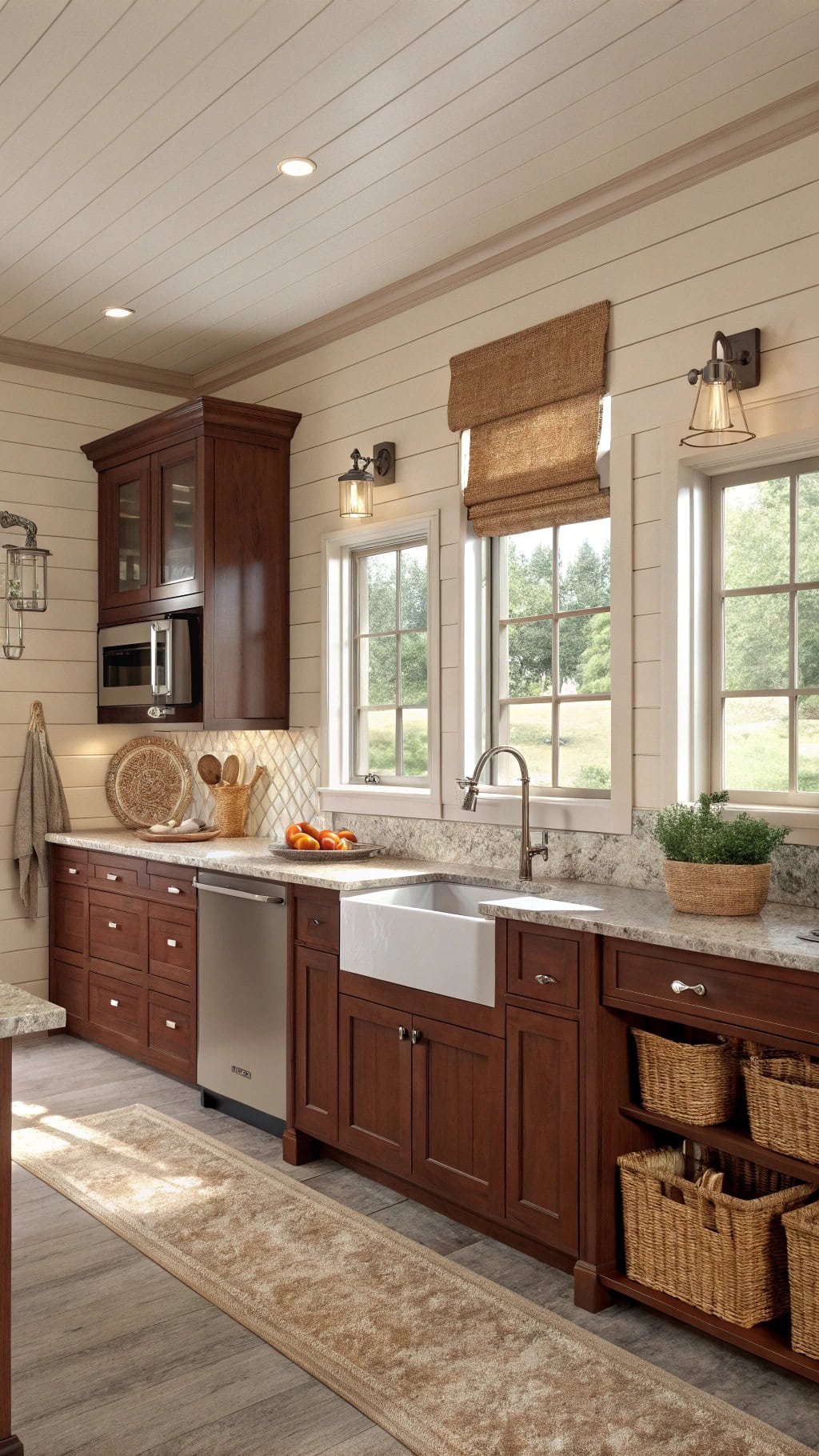 cozy cherry beige kitchen design