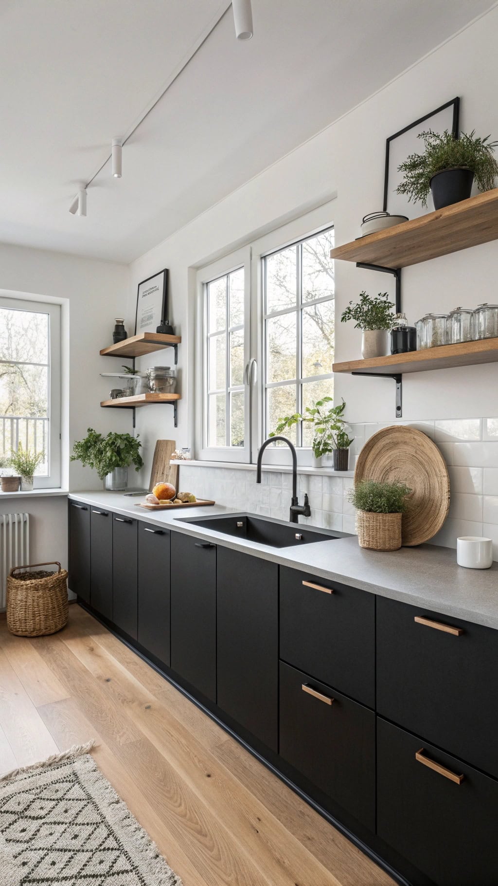 cozy minimalist black kitchen