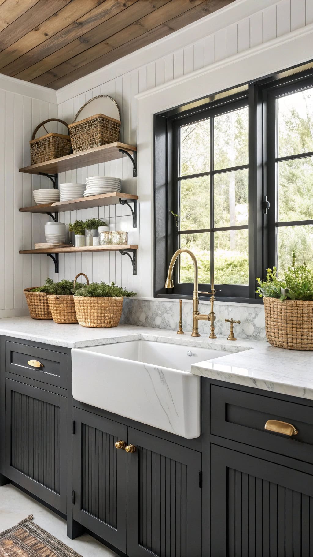 cozy modern farmhouse cabinets