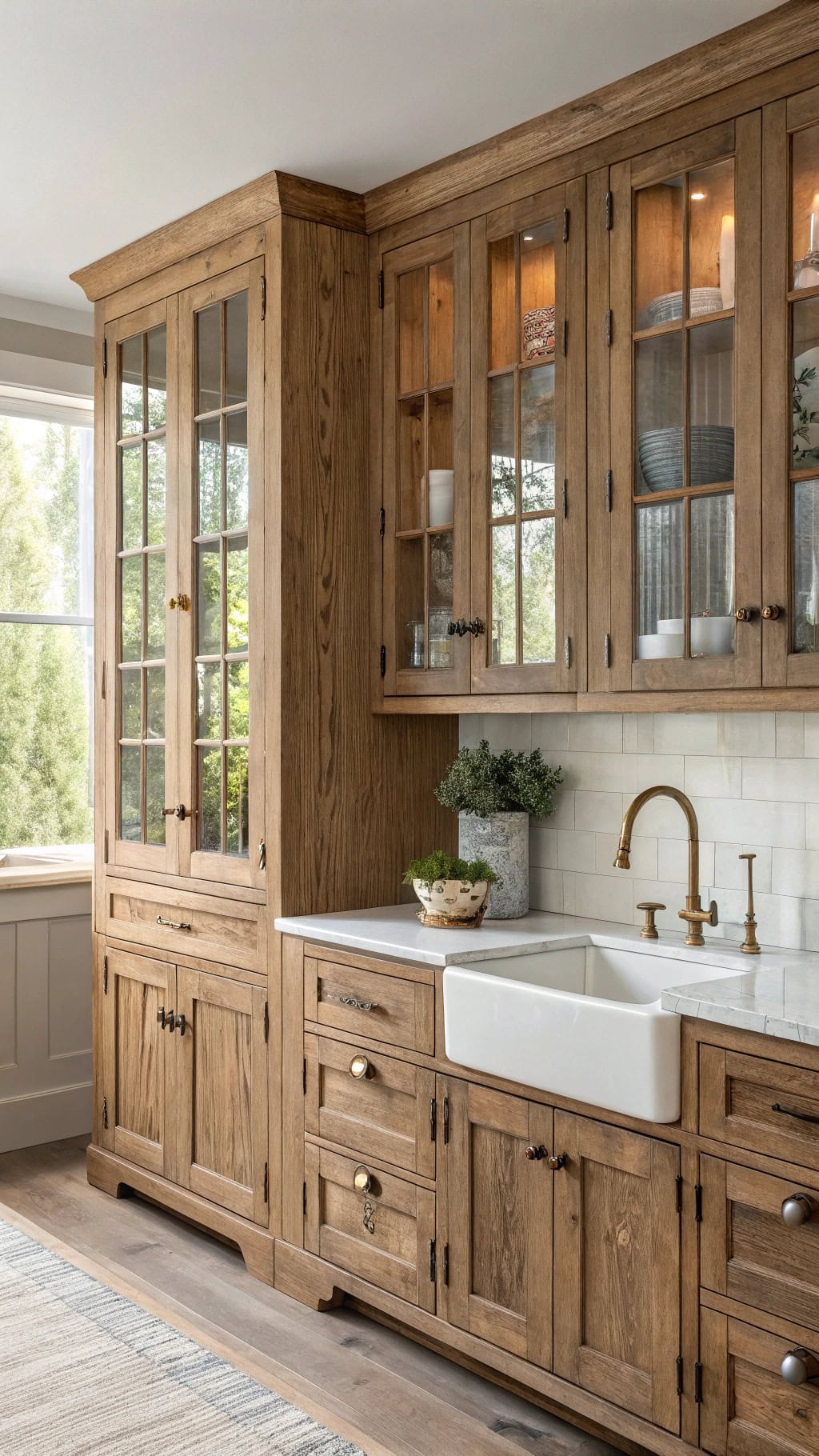 cozy rustic oak cabinets