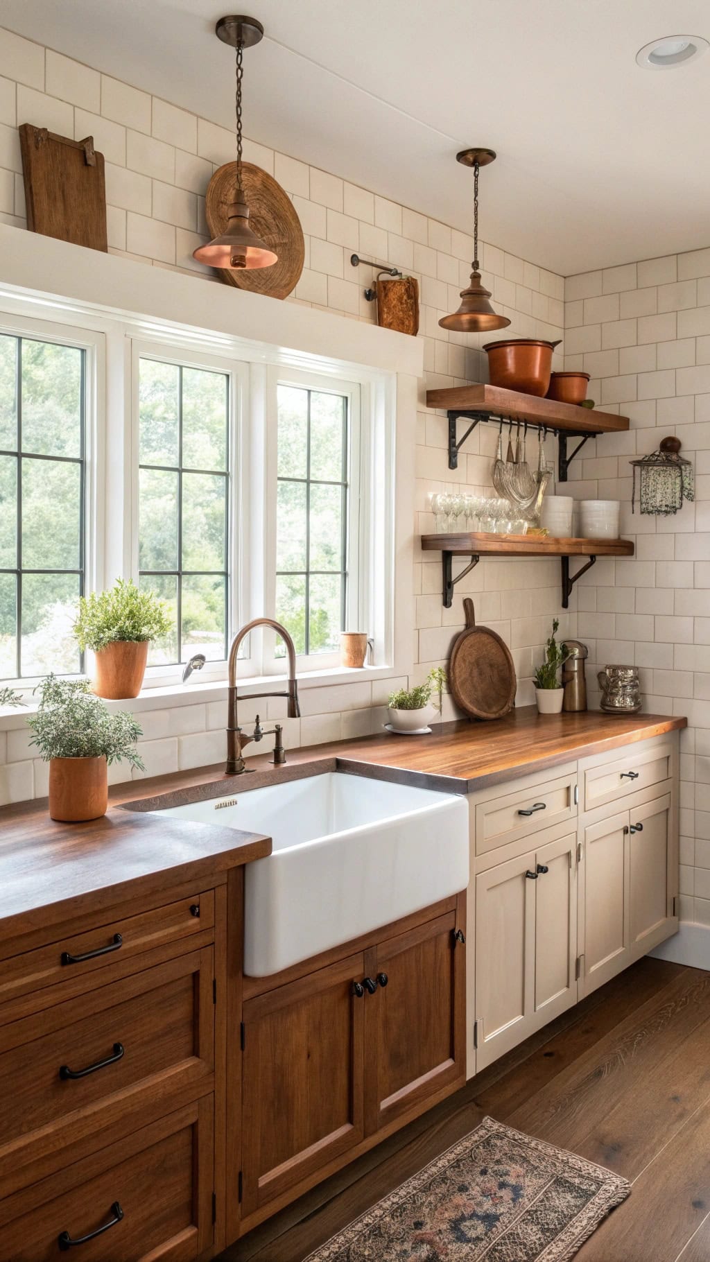 cozy rustic teak countertop