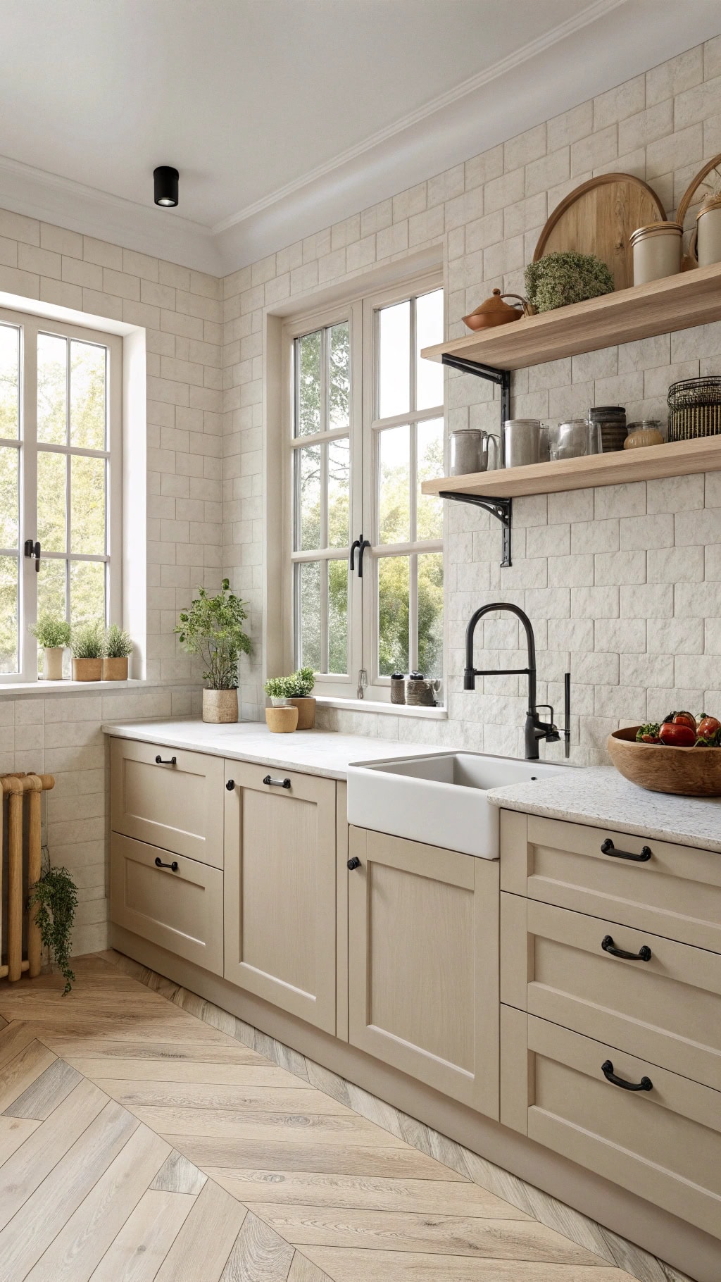cozy scandinavian beige kitchen