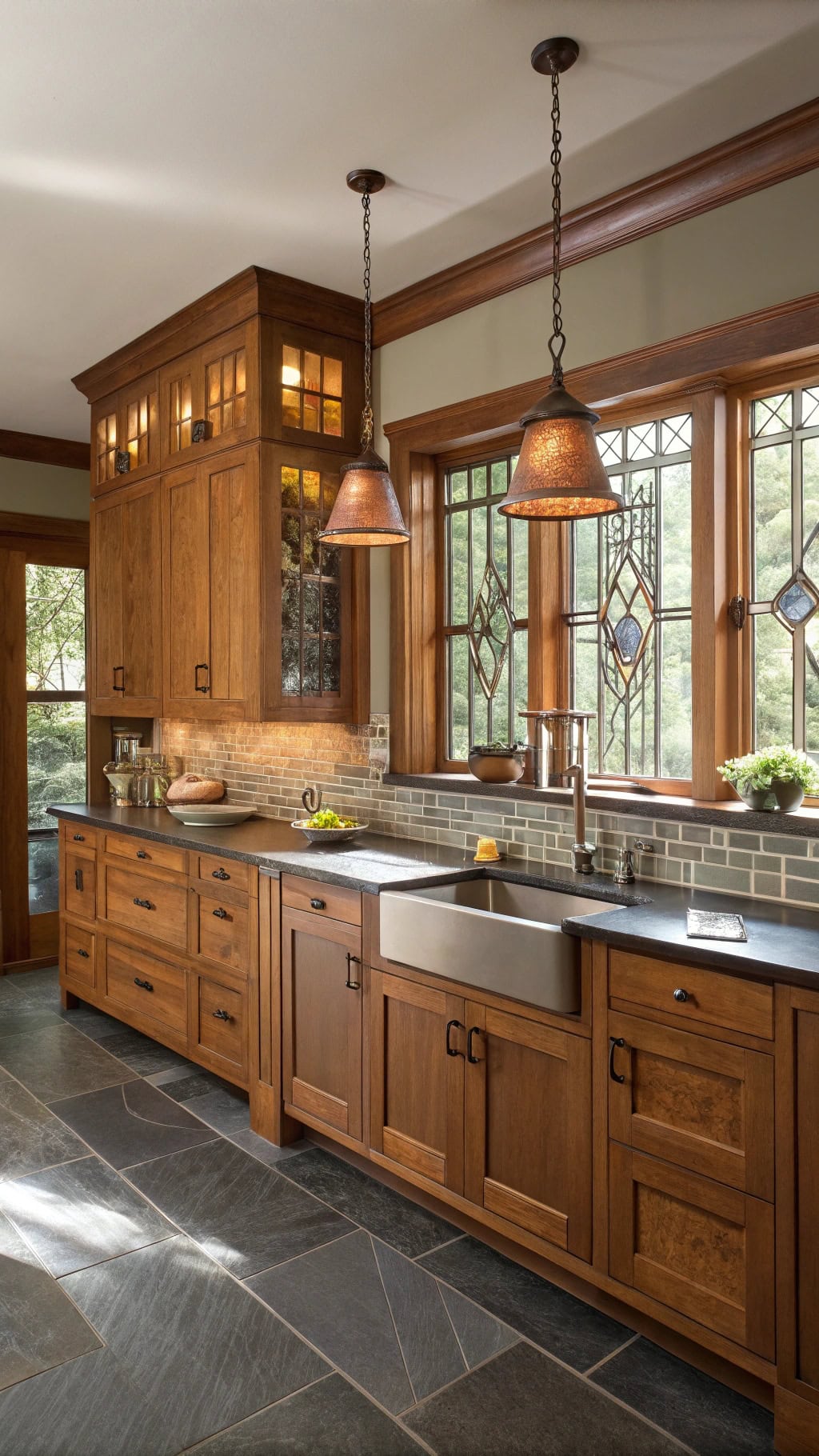craftsman style alder kitchen