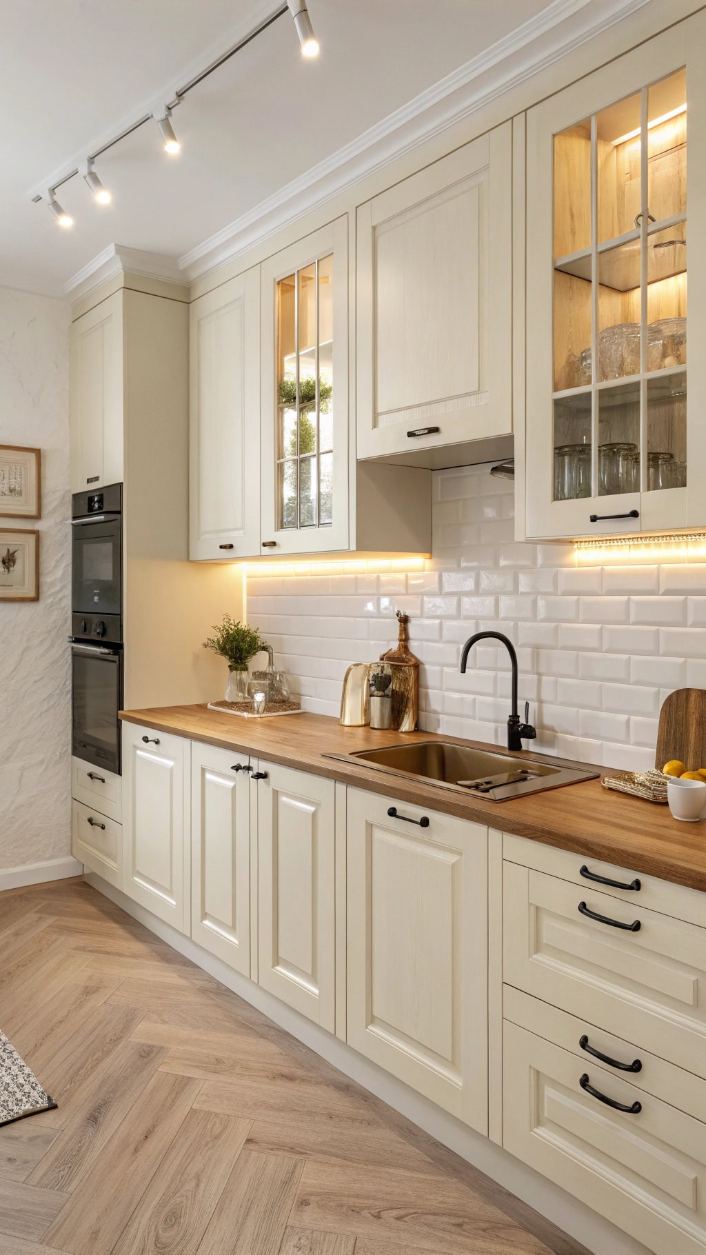 cream cabinets birch butcherblock