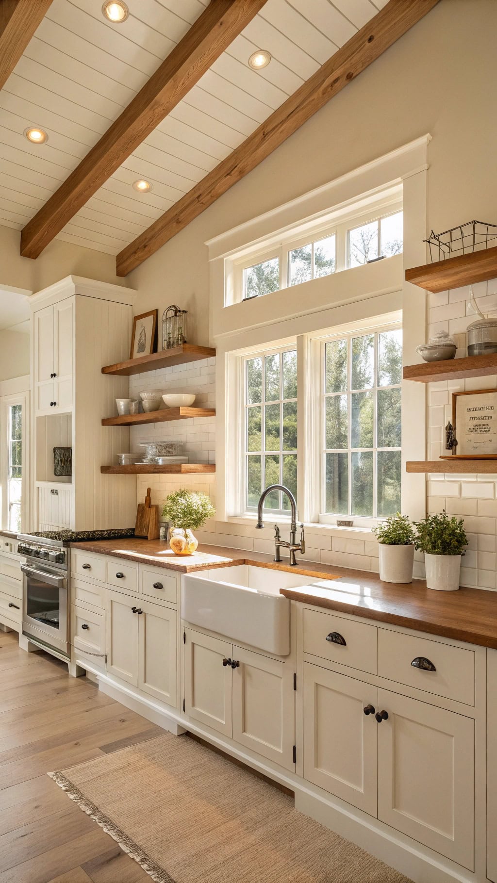 cream cabinets pine accents