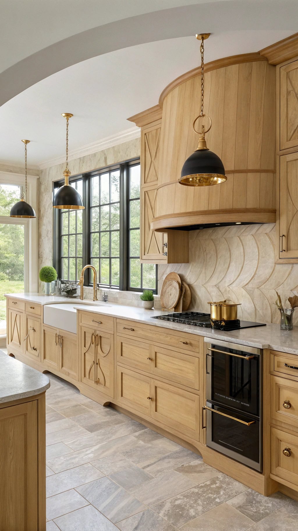 curved sycamore kitchen elegance