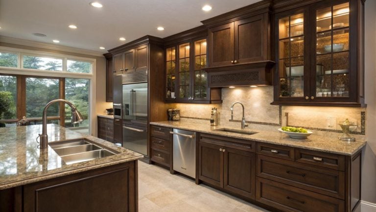 dark wood cabinet kitchens