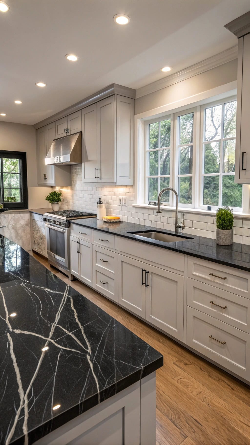 dramatic black granite patterns