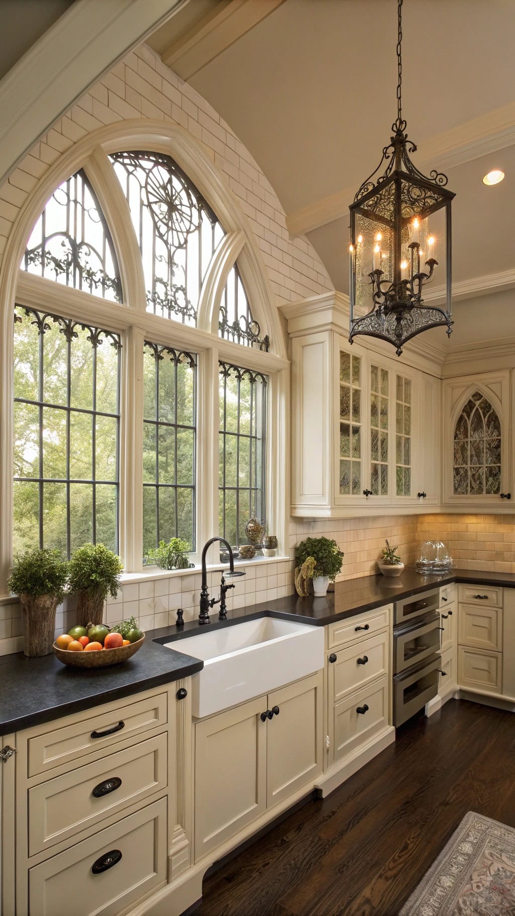 dramatic gothic revival kitchen