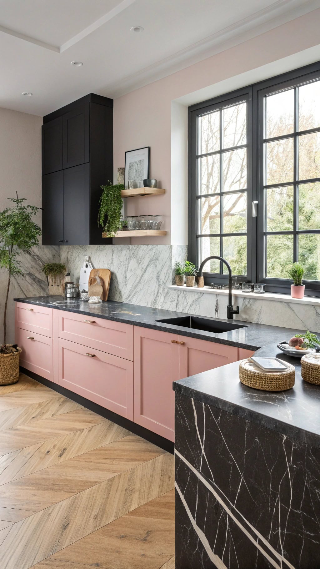 dramatic pink black marble design