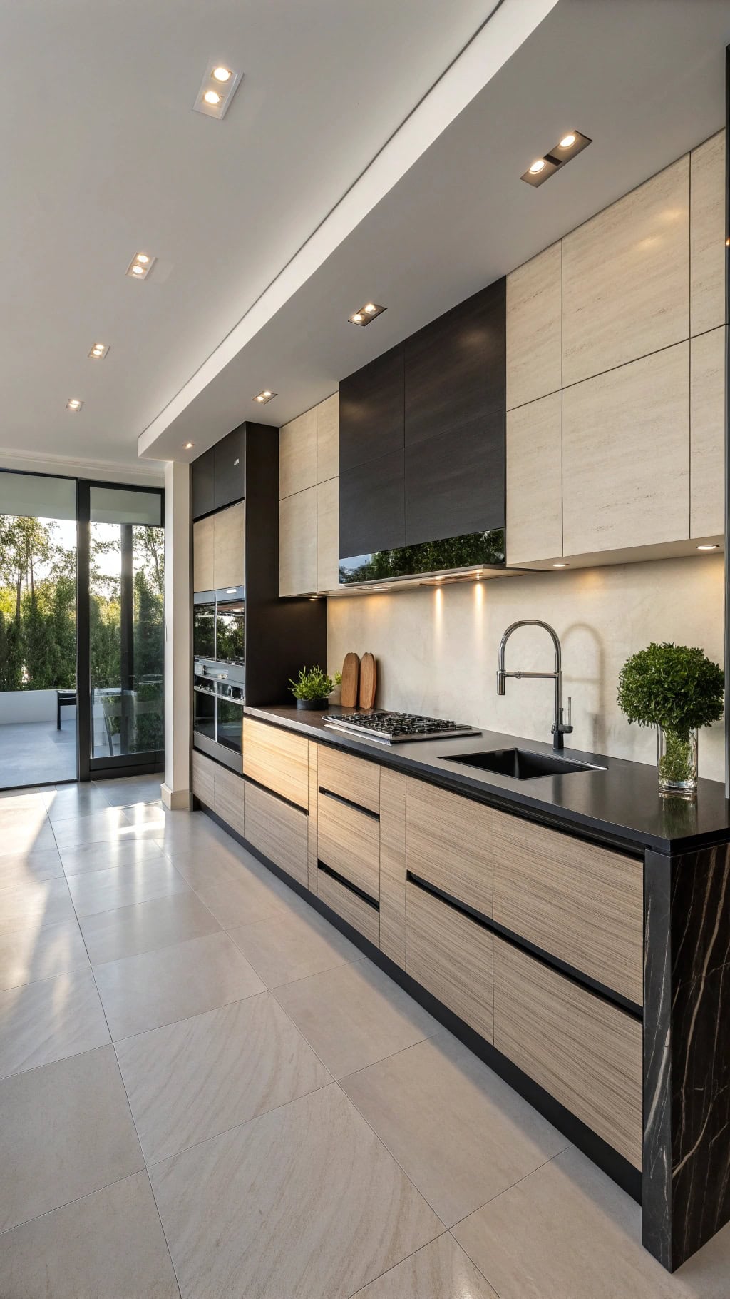 ebony beige cabinet design elegance